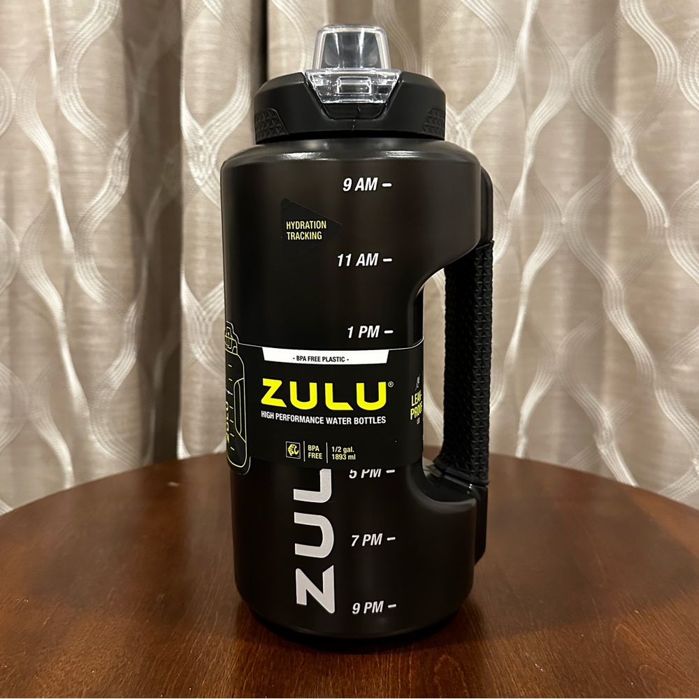 Brand New Zulu Black 64oz Half Gallon Plastic Goals Water Bottle Jug